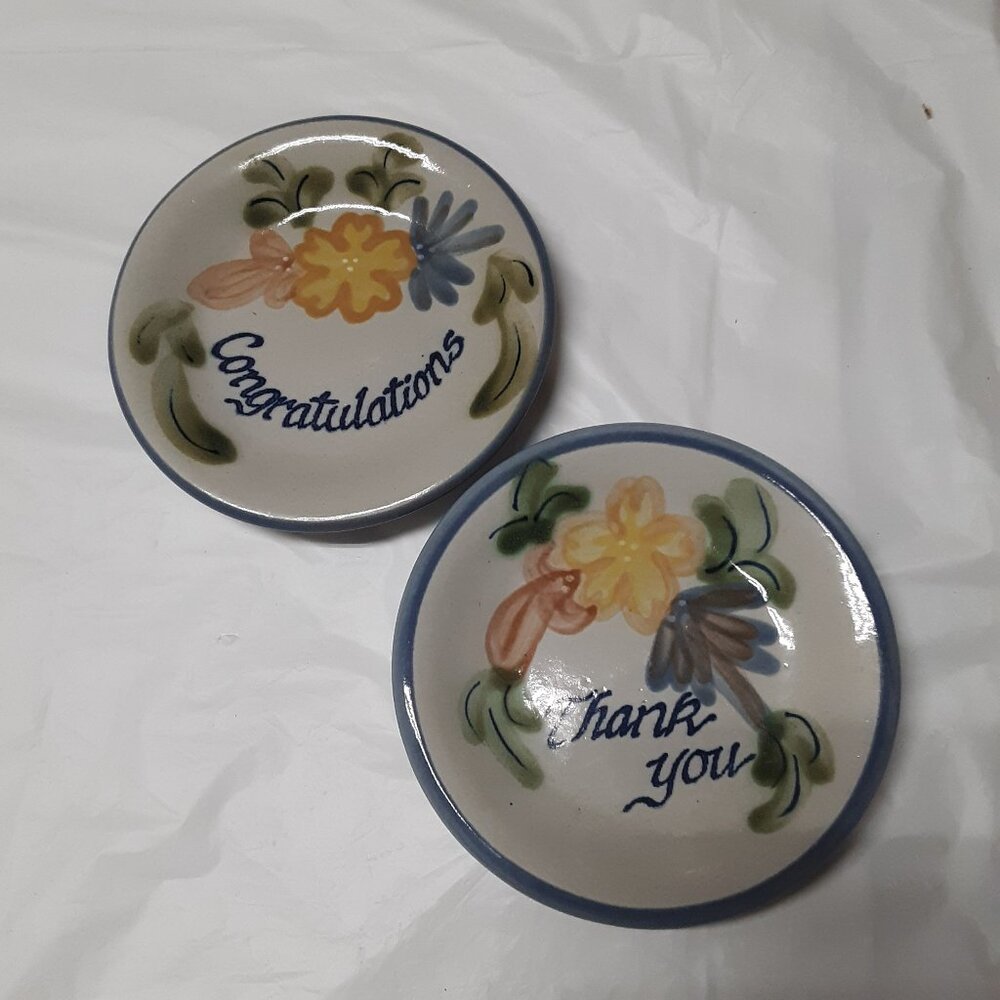 Louisville Stoneware Congratulations & Thank You Floral Flower Small Plate Lot